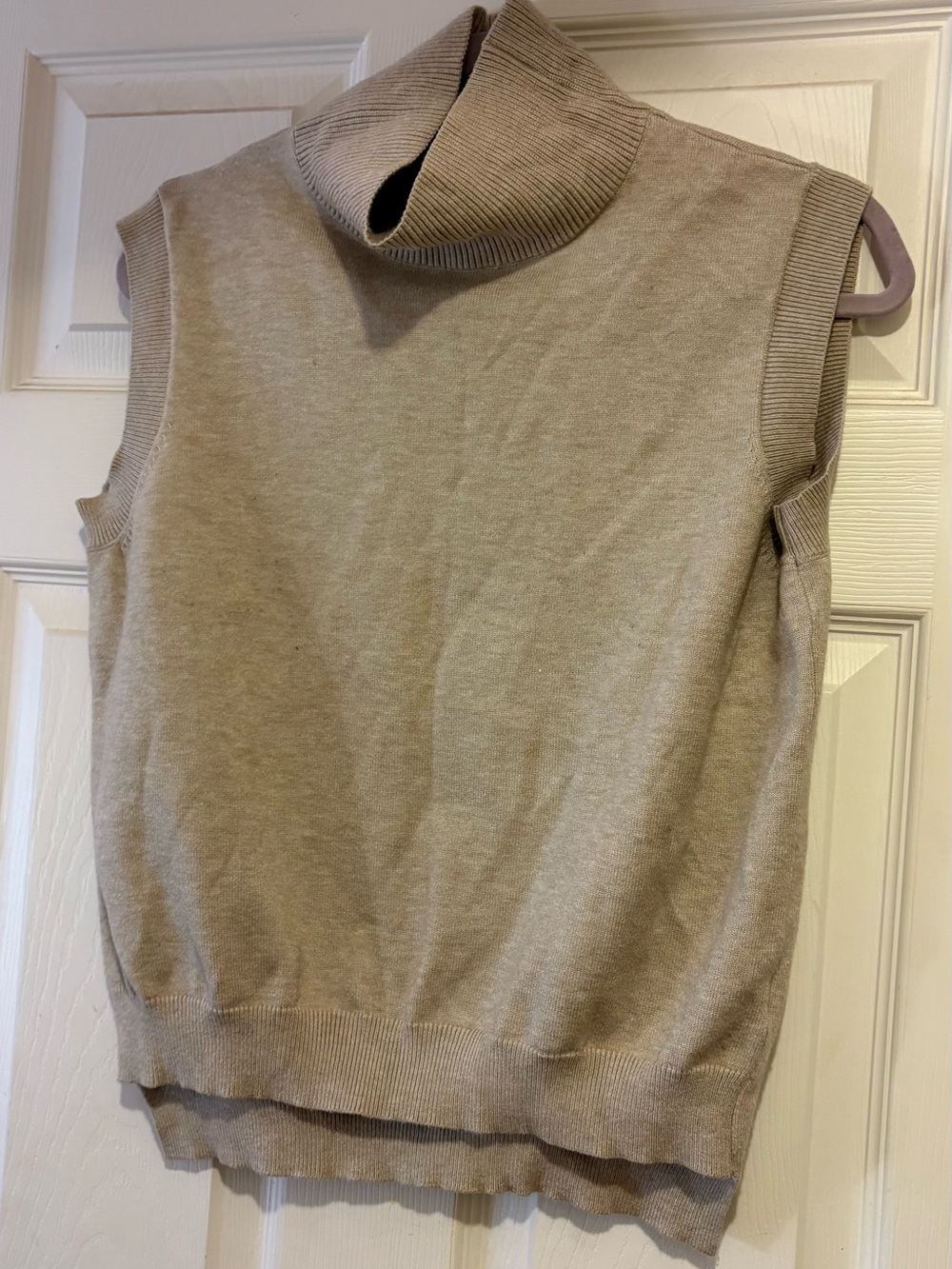 Sleeveless Turtleneck Sweater Vest in Taupe